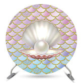 Lofaris Little Mermaid Pearl Round Party Backdrop Cover